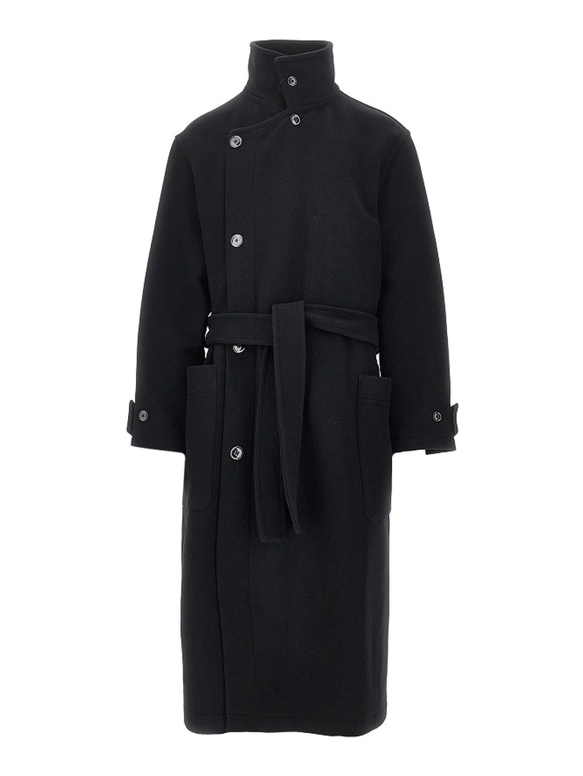 Wool belted long coat