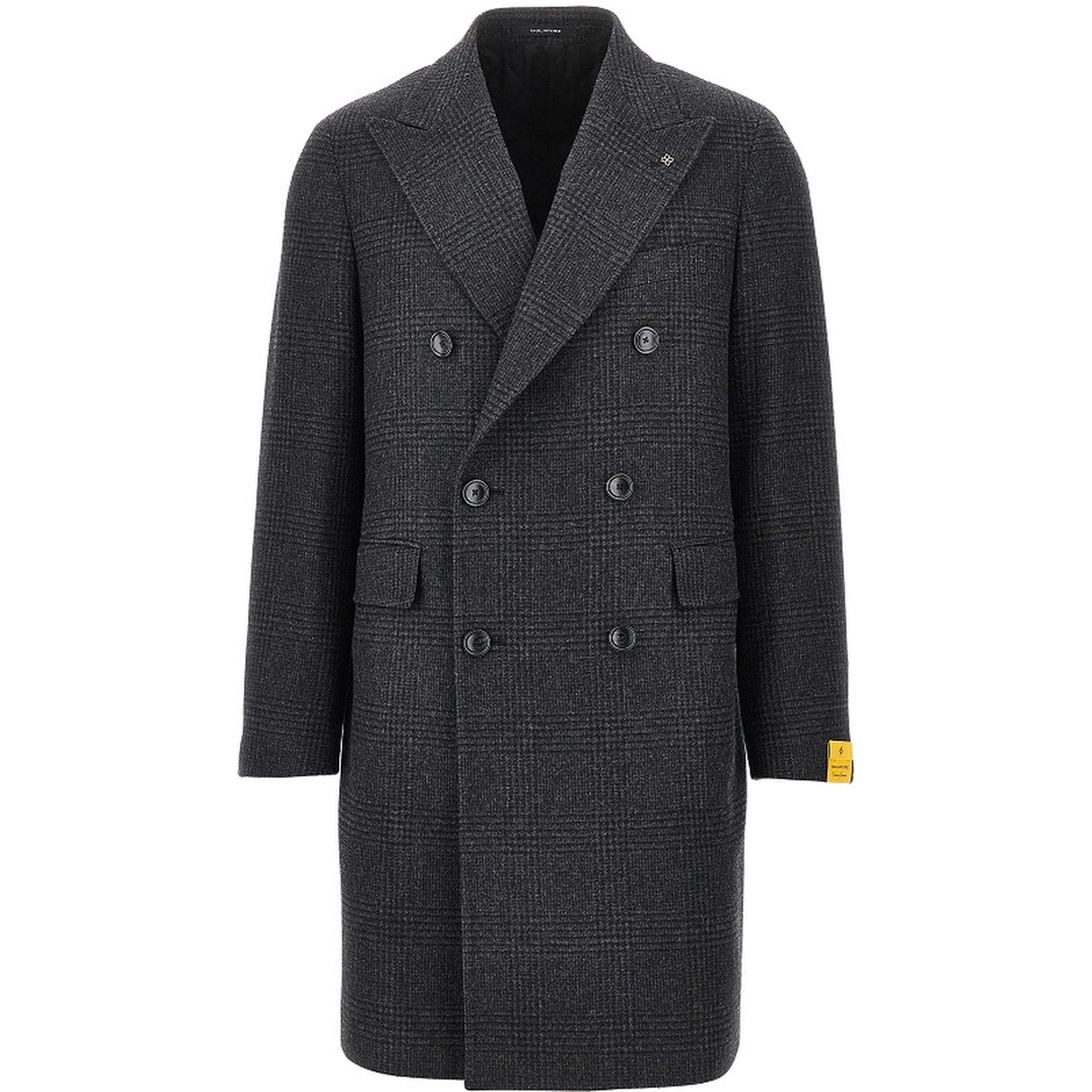 Prince of Wales wool double-breasted coat