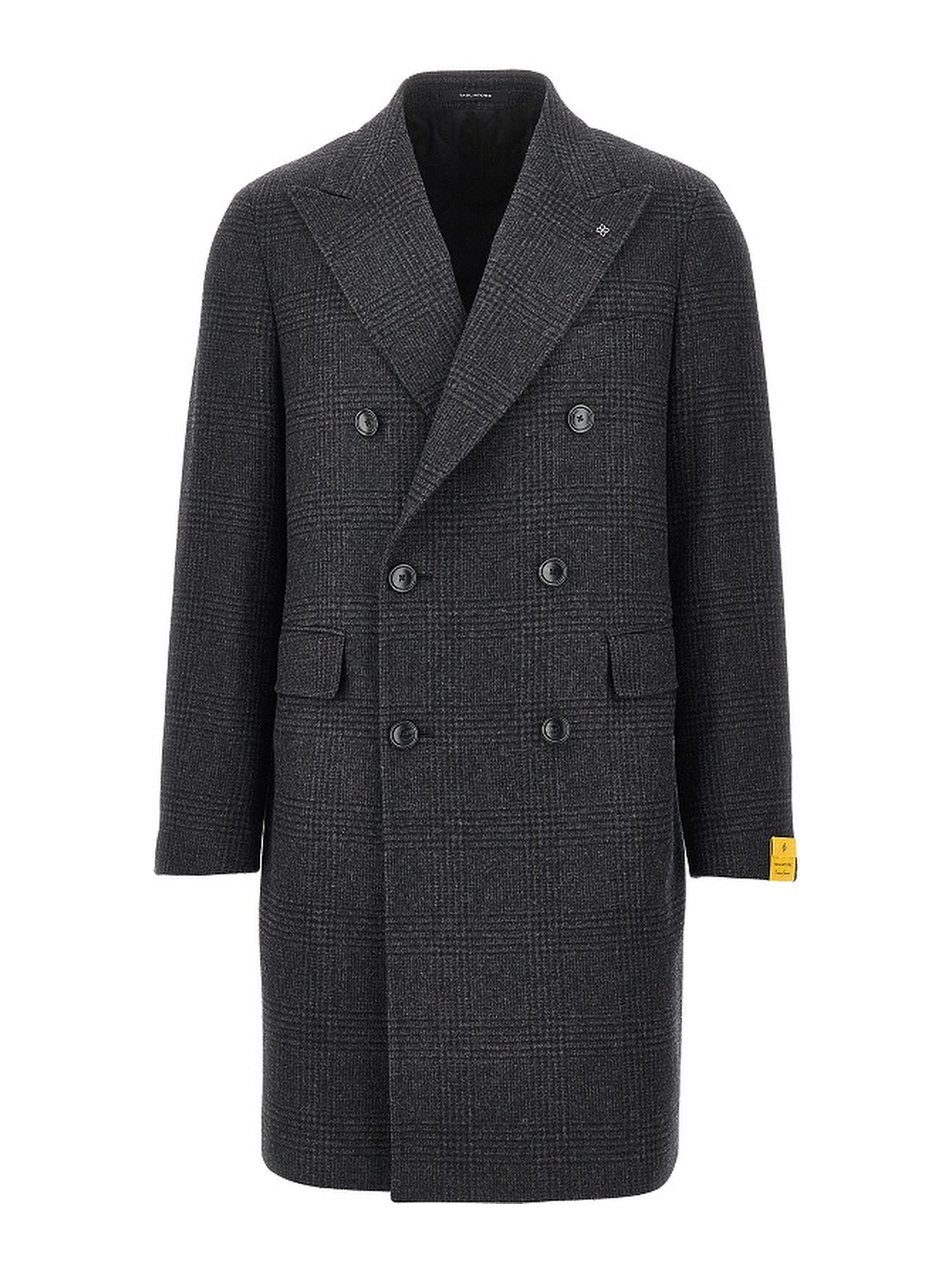 Prince of Wales wool double-breasted coat