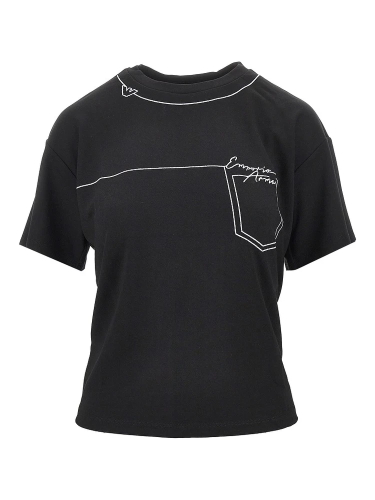 Embroidered interlock jersey T-shirt