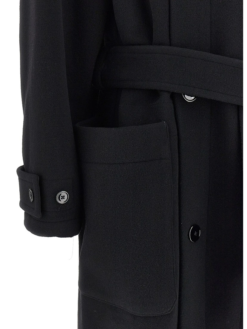 Wool belted long coat