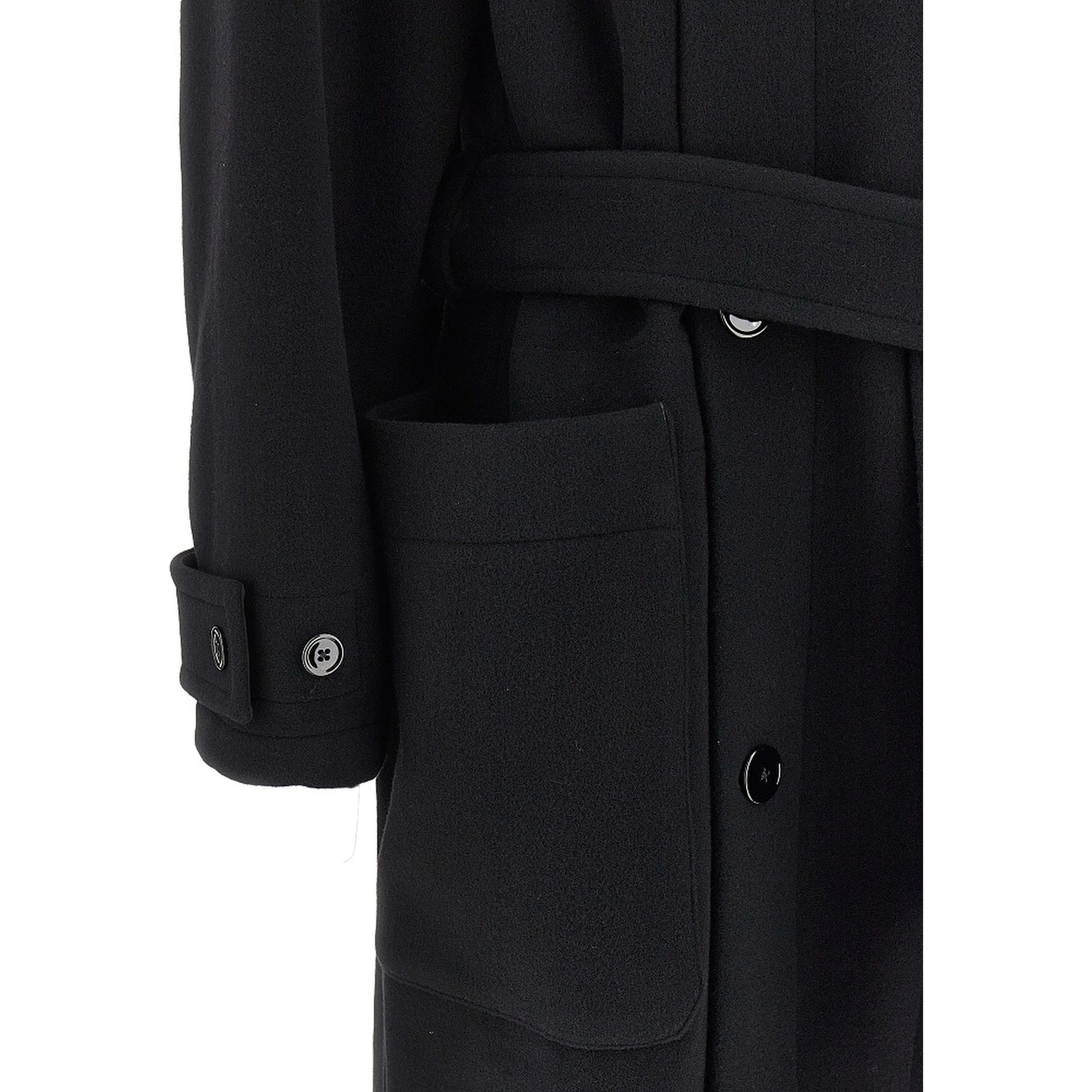 Wool belted long coat