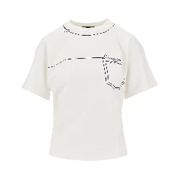 Embroidered interlock jersey T-shirt