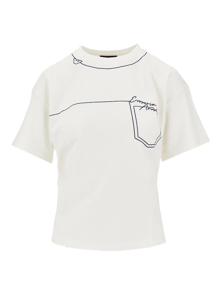 Embroidered interlock jersey T-shirt