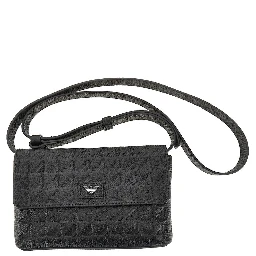 Embossed leather pouch with strap