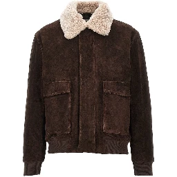'Bari' suede leather bomber jacket