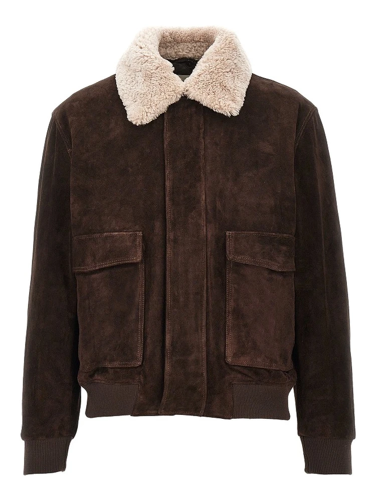 'Bari' suede leather bomber jacket