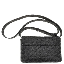 Embossed leather pouch with strap