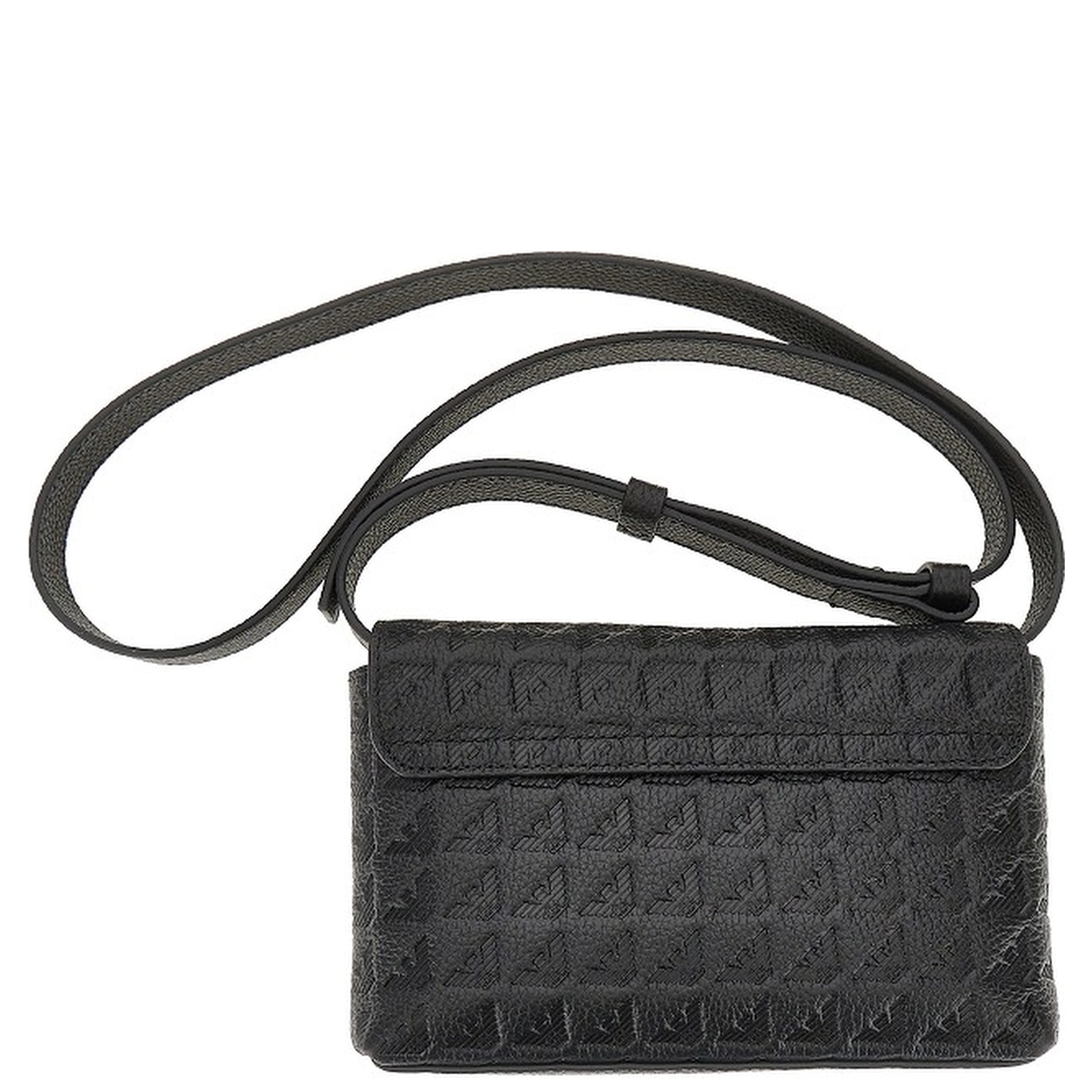 Embossed leather pouch with strap