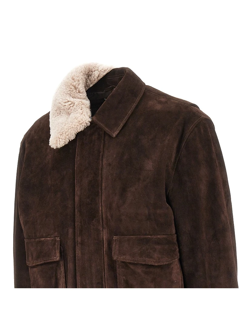 'Bari' suede leather bomber jacket