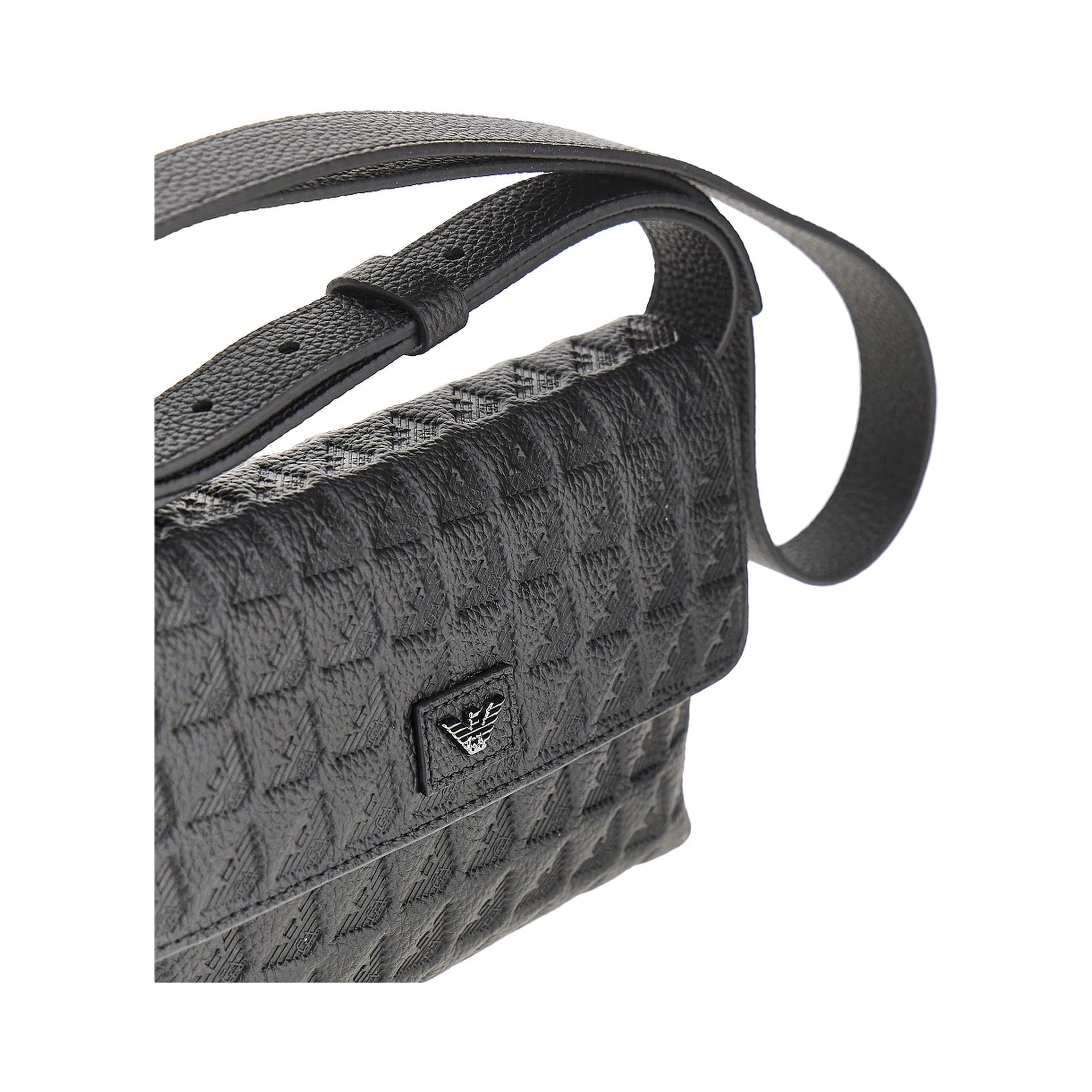 Embossed leather pouch with strap