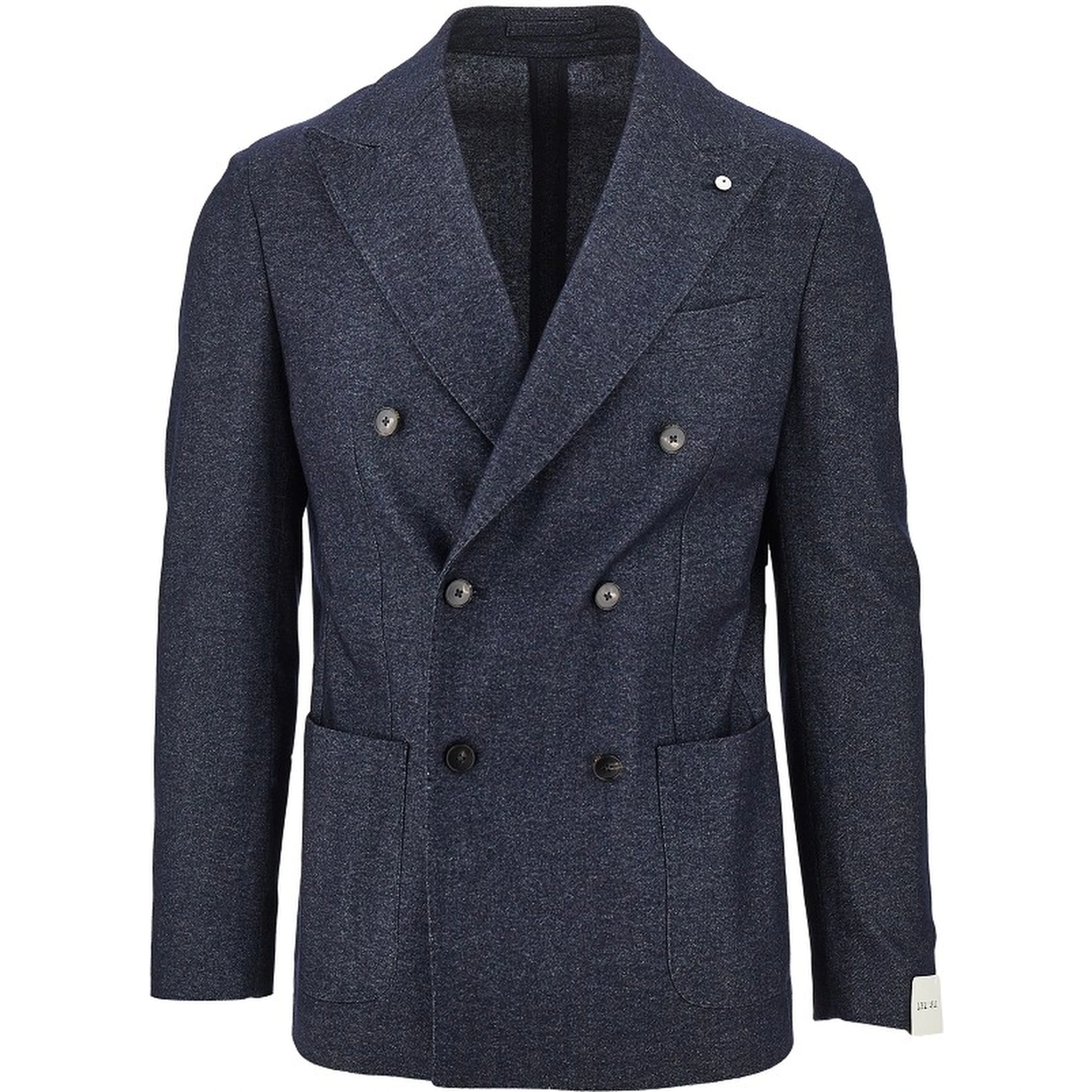 Denim-effect fabric double-breasted jacket