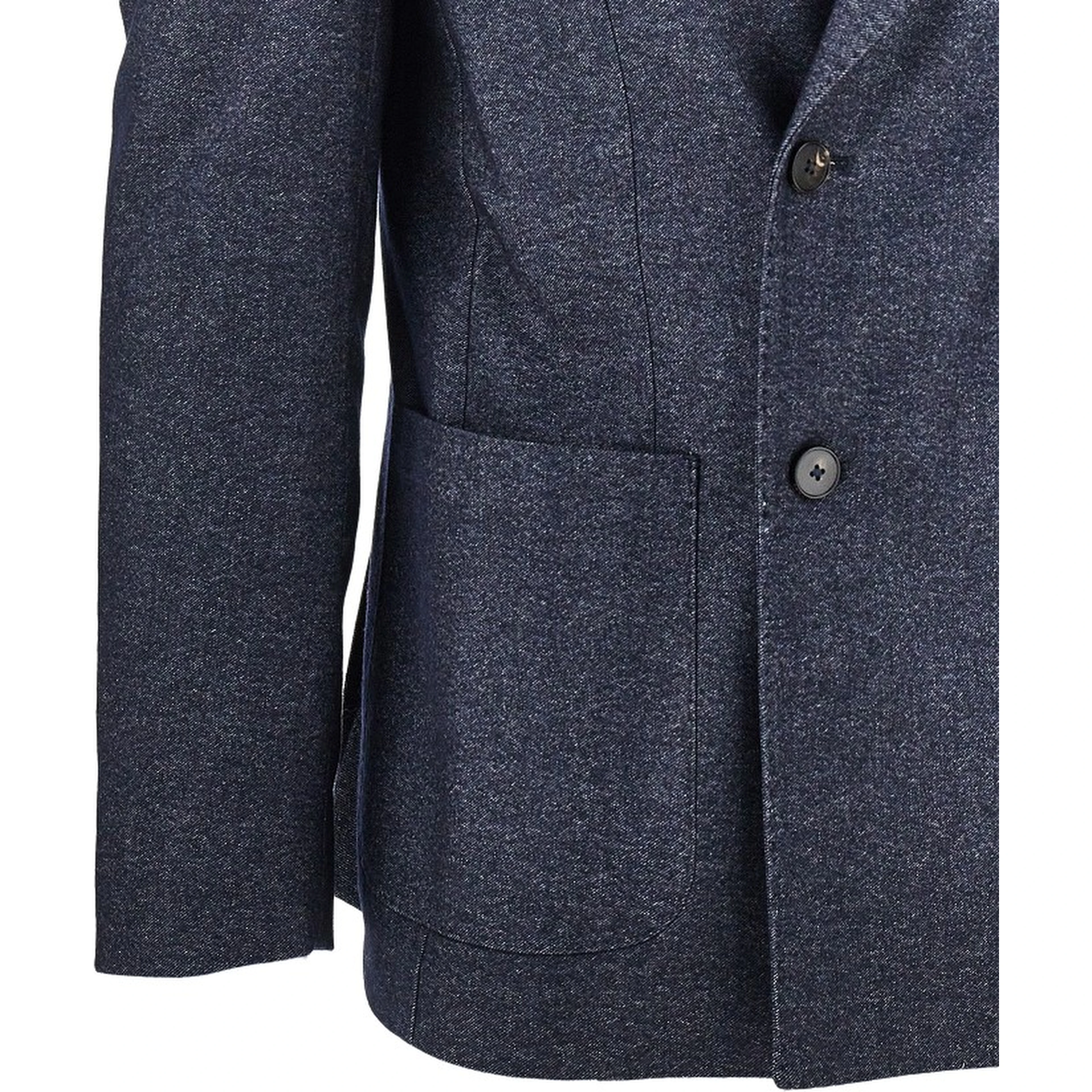 Denim-effect fabric double-breasted jacket