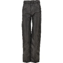 Coated denim Twisted pants