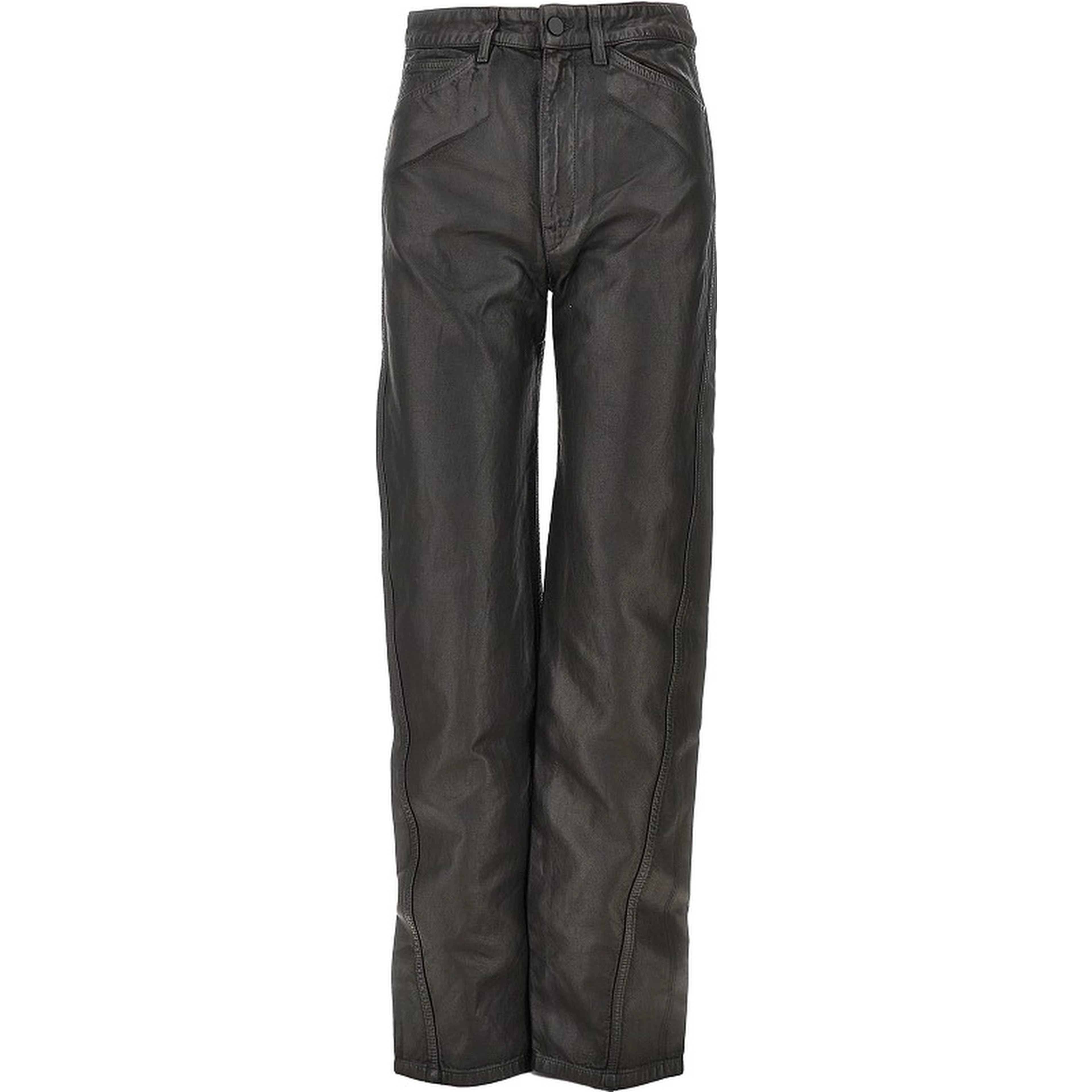 Coated denim Twisted pants