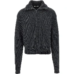 Virgin wool full-zip cardigan