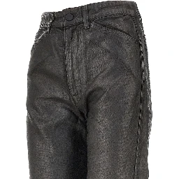 Coated denim Twisted pants