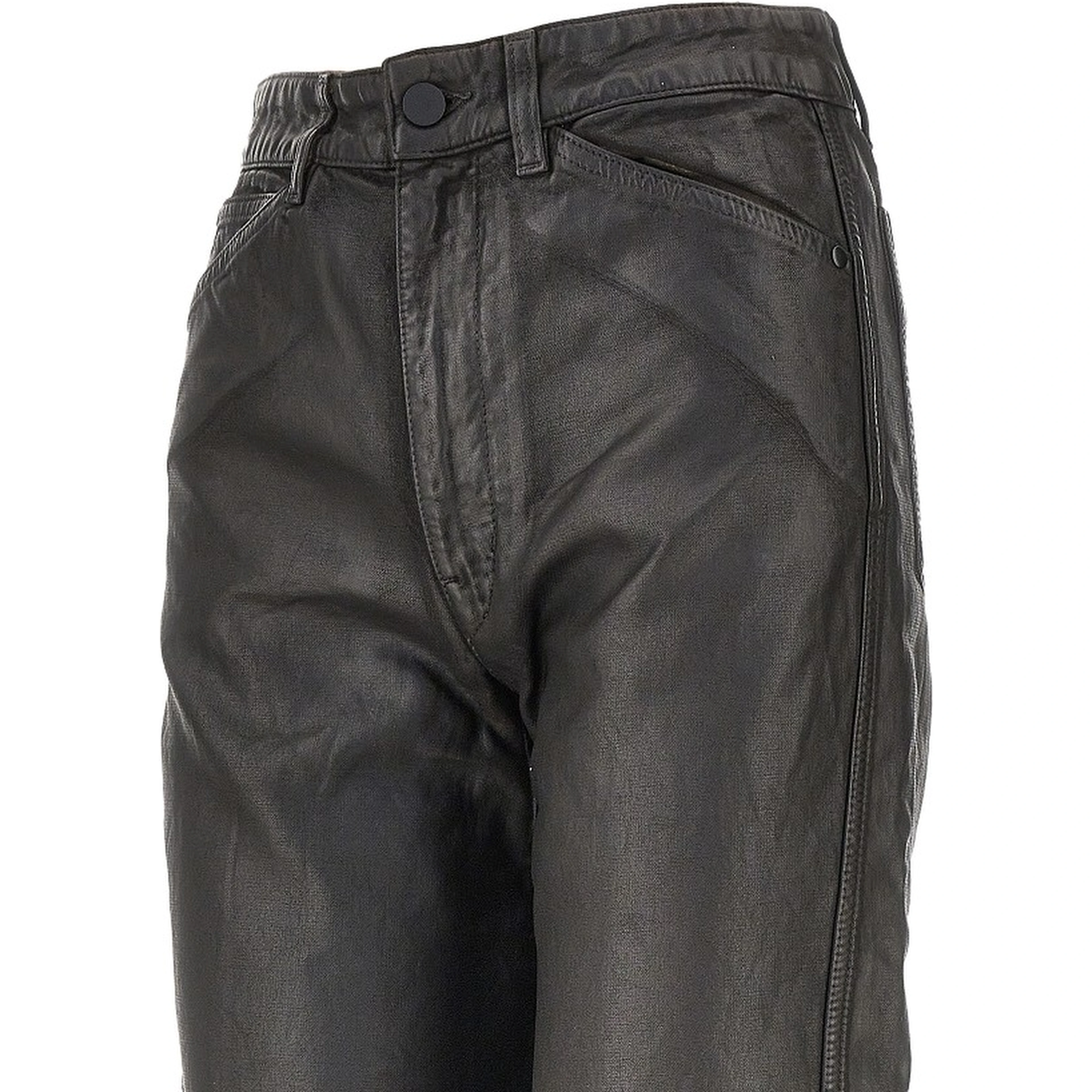 Coated denim Twisted pants