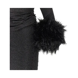 'Tyla' long dress with faux fur cuffs