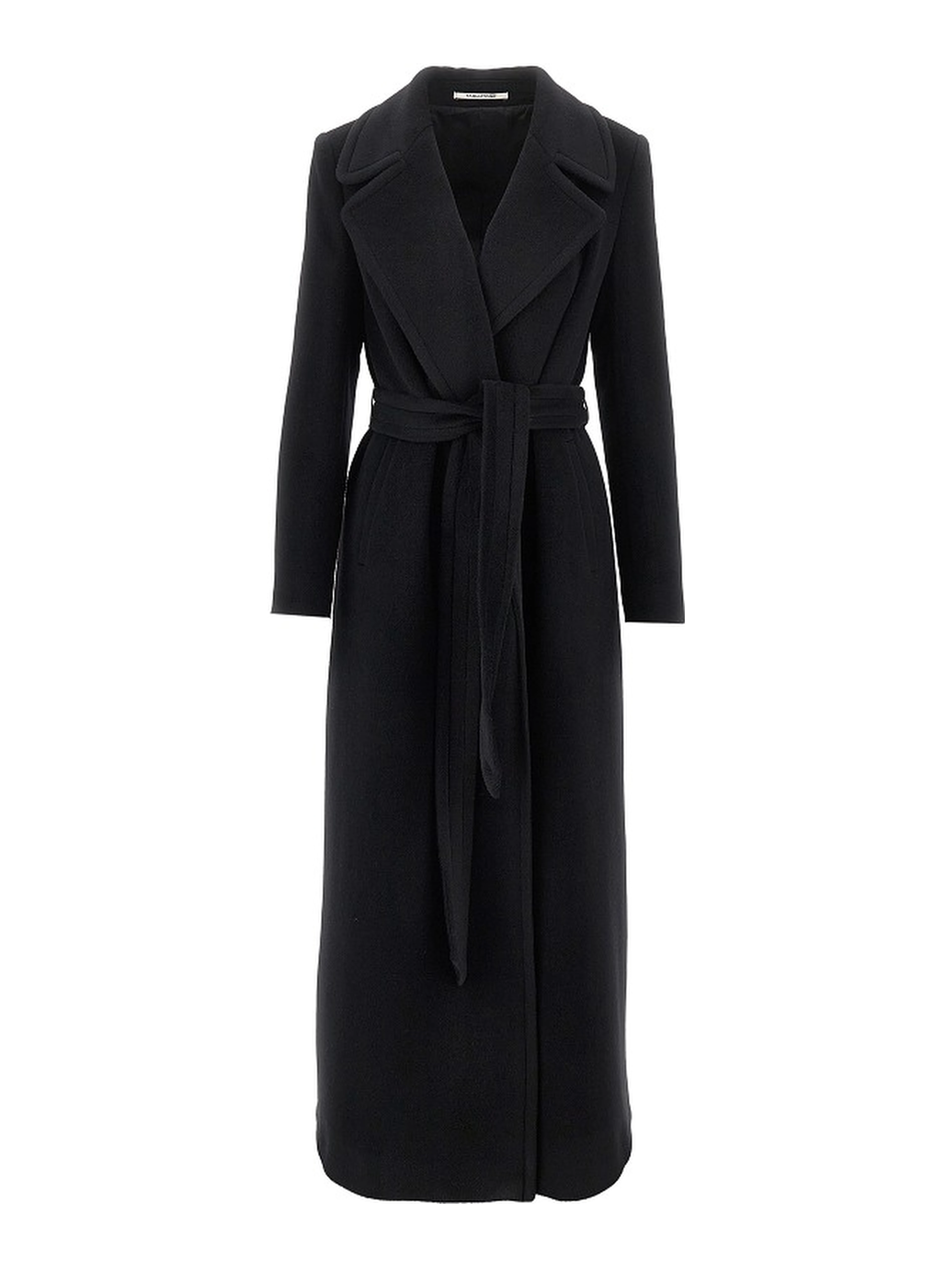 Wool cloth long coat with belt