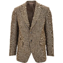 Wool-blend single-breasted jacket