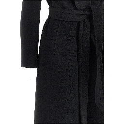 Wool cloth long coat with belt