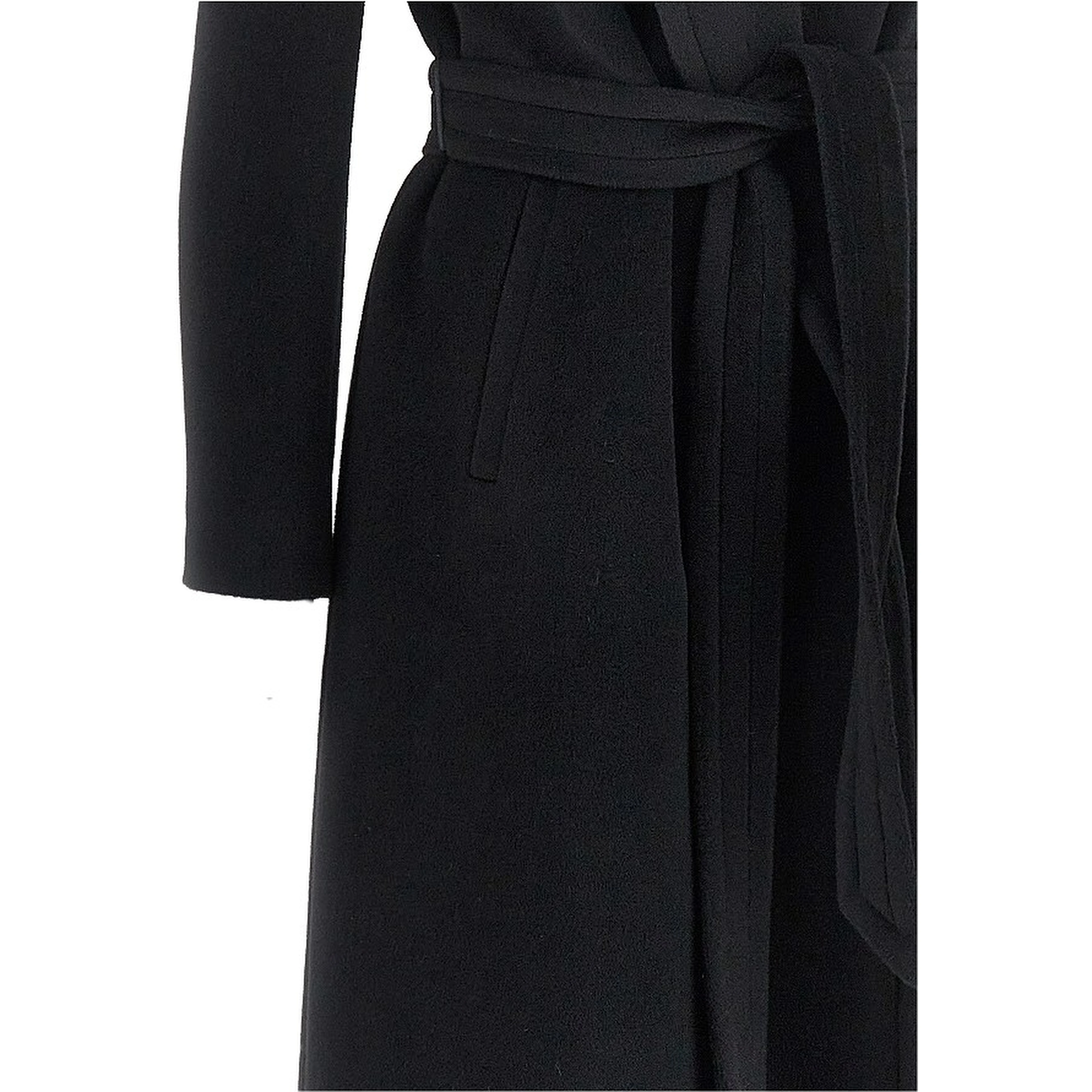 Wool cloth long coat with belt