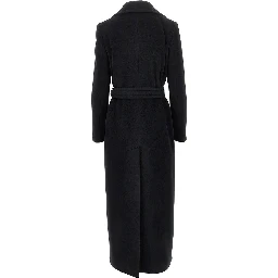 Wool cloth long coat with belt