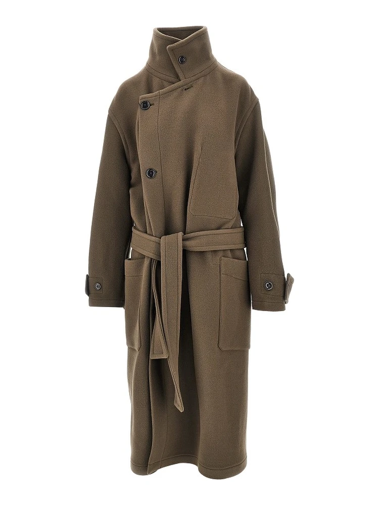 Wool belted long coat