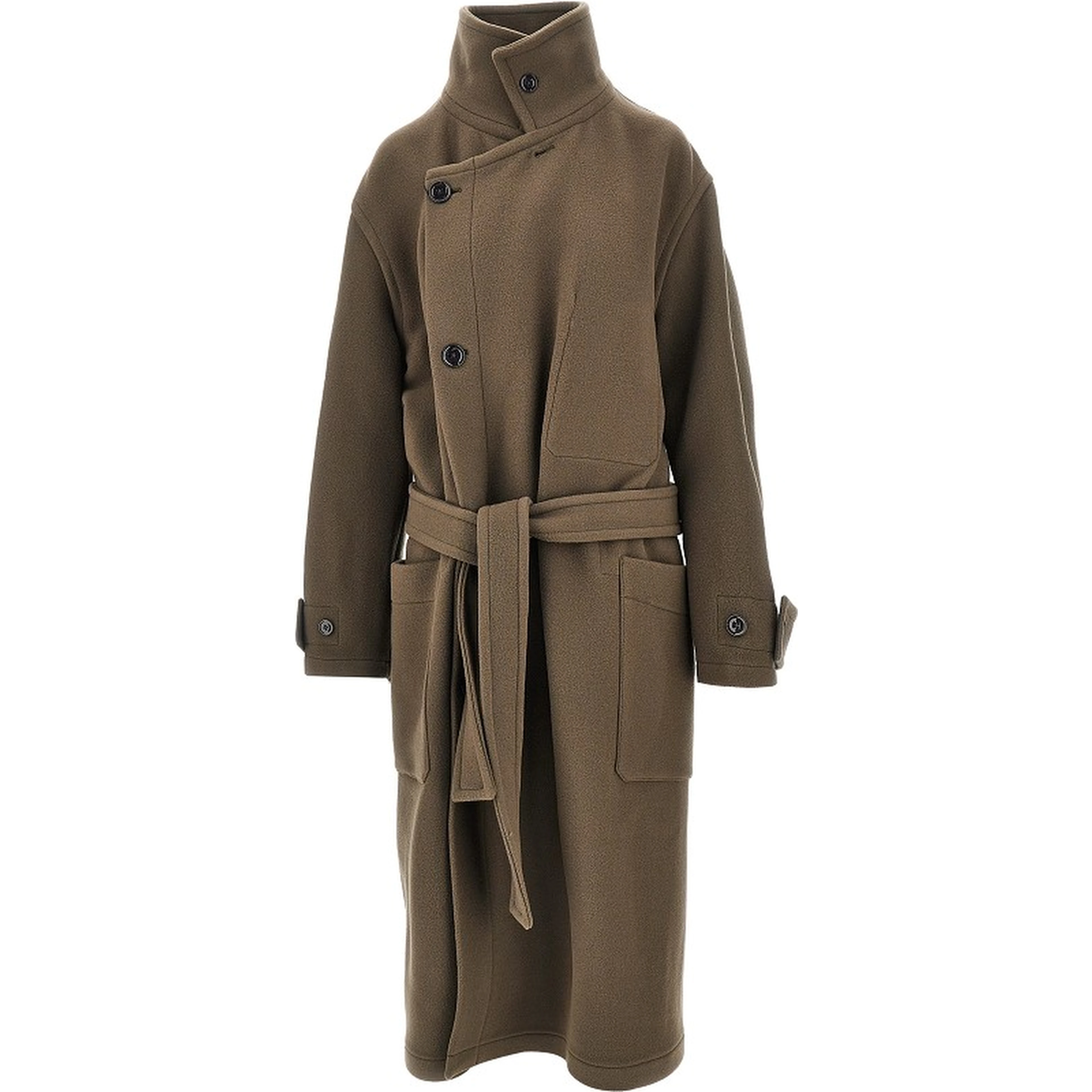 Wool belted long coat