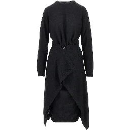 Buttoned panels knitted midi dress