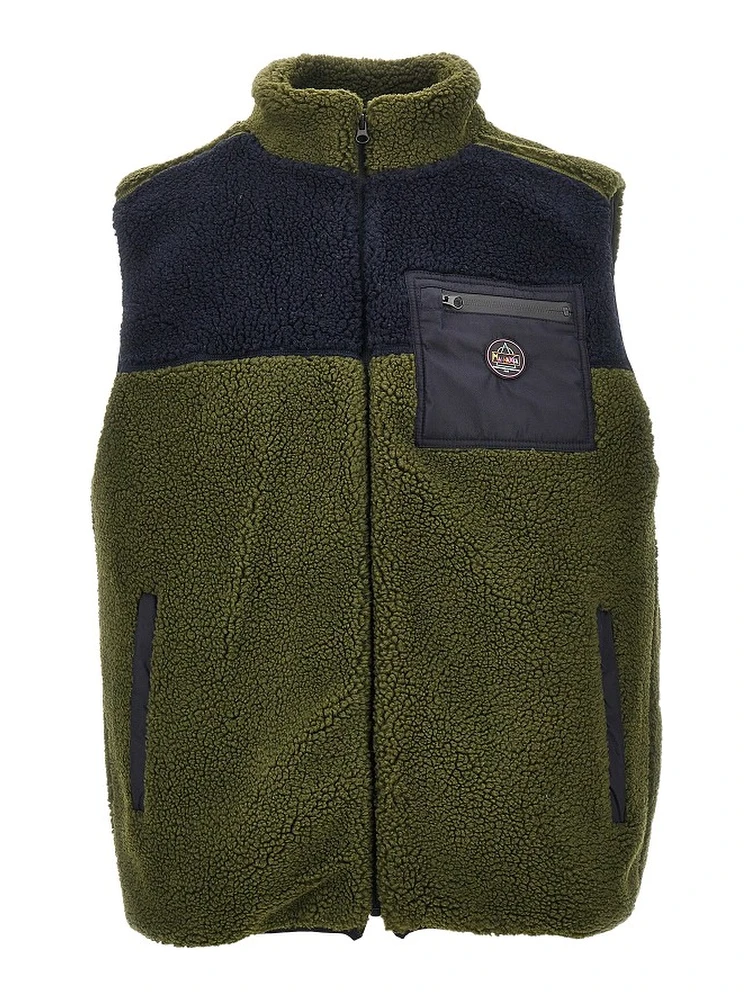 Color-block sherpa vest