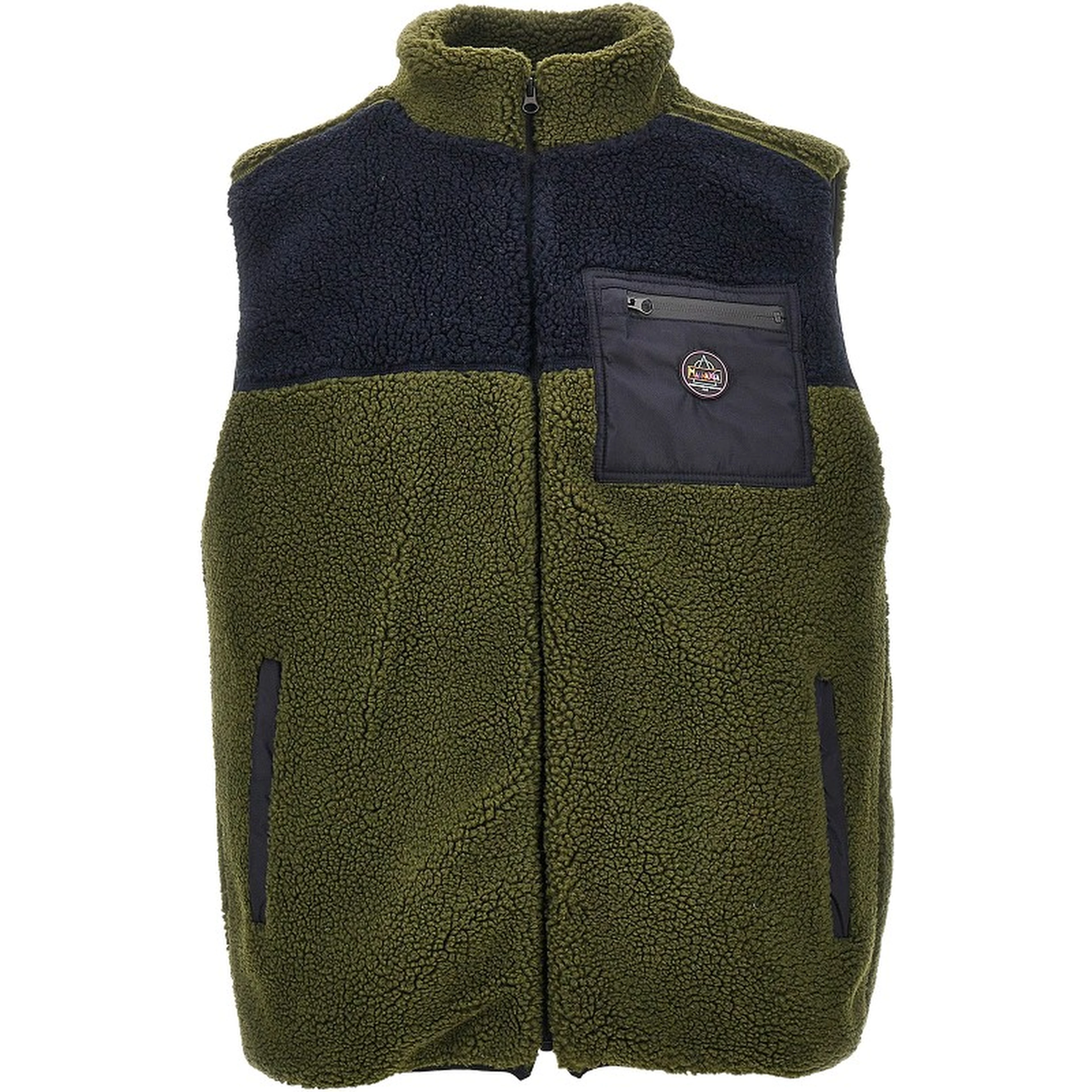 Color-block sherpa vest