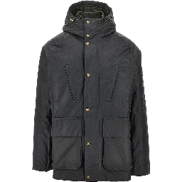 'Oakdale' waxed cotton padded parka coat