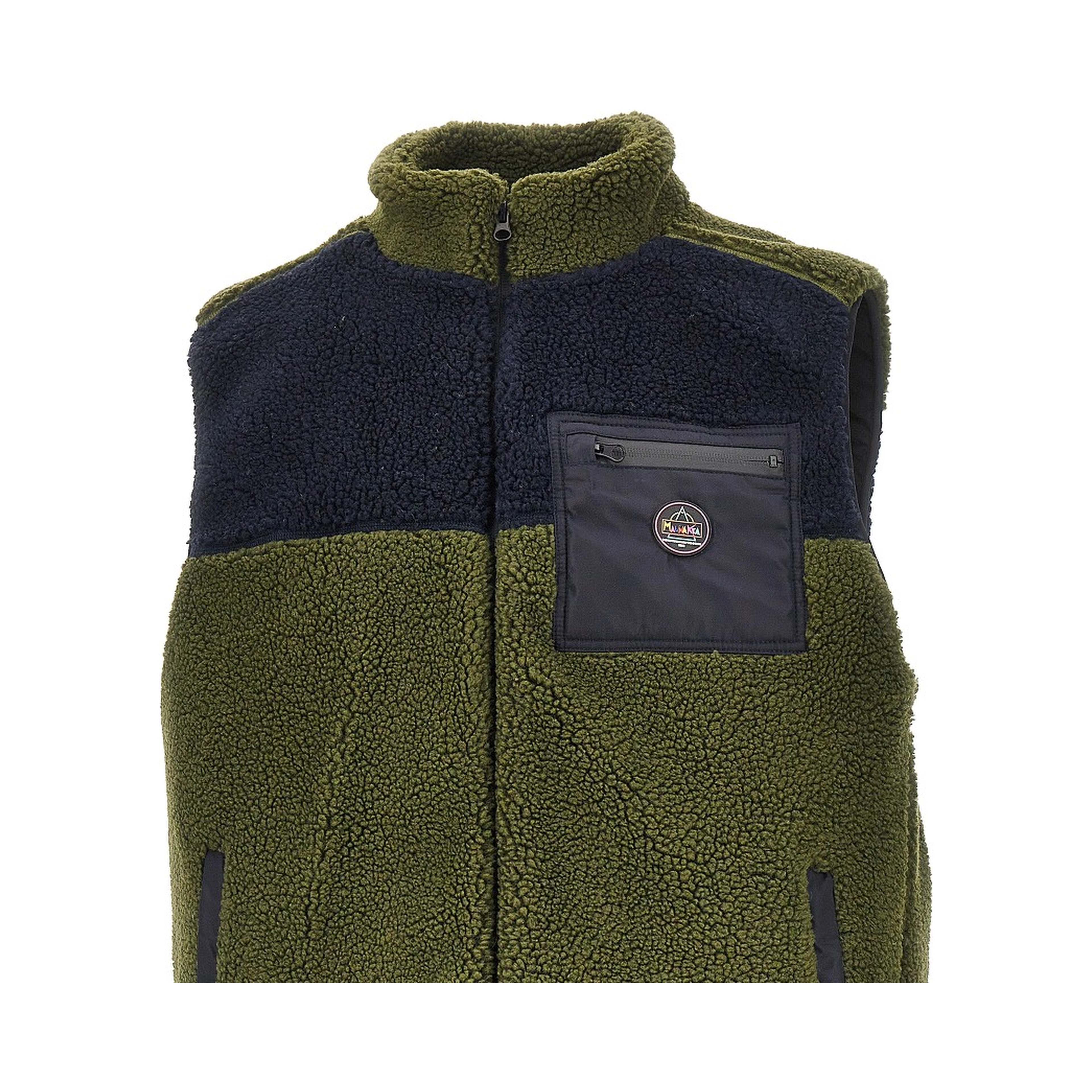 Color-block sherpa vest