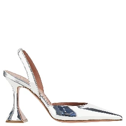 'Holli' metallized leather slingback pumps