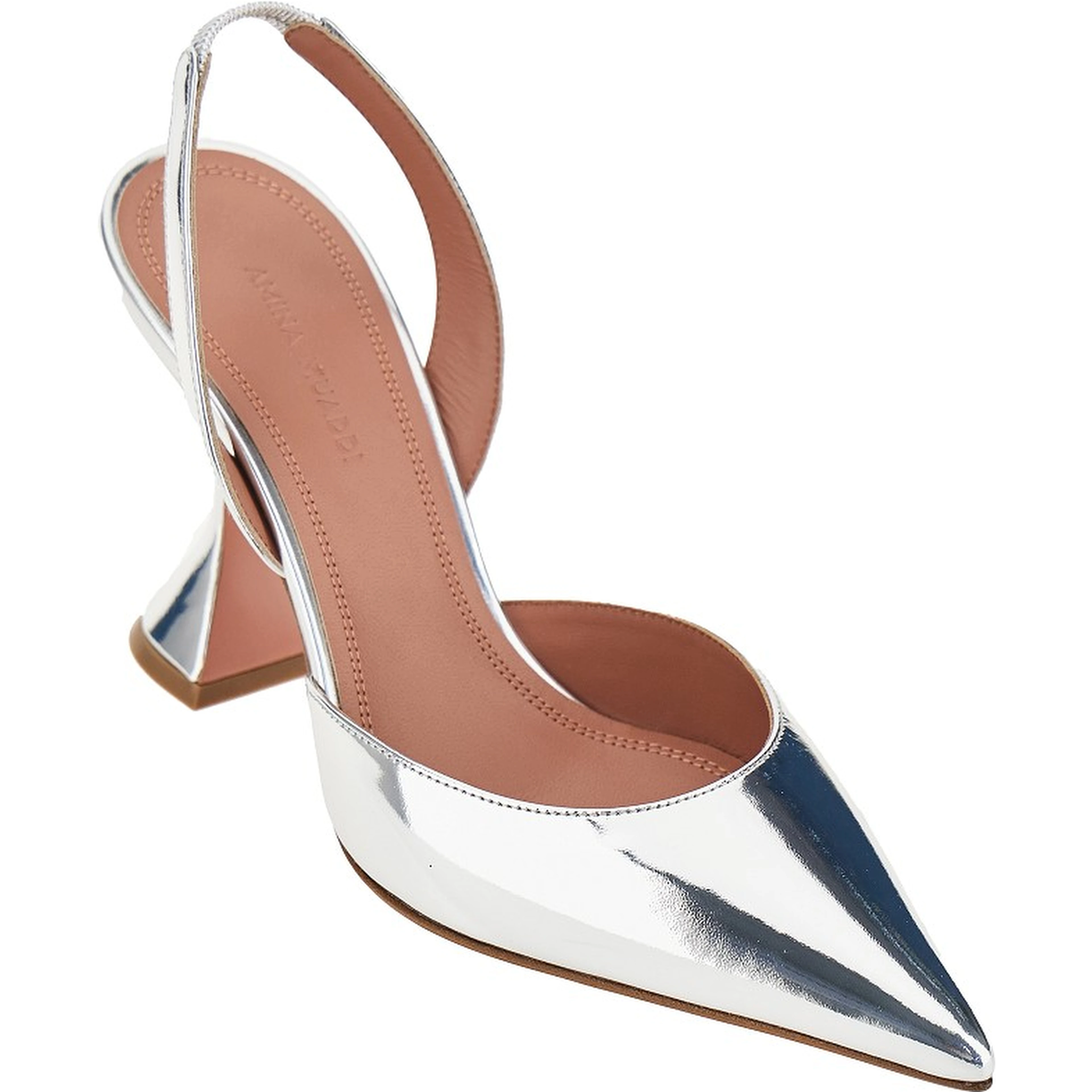 'Holli' metallized leather slingback pumps