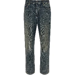 Gray Cotton Straight-Leg Jeans