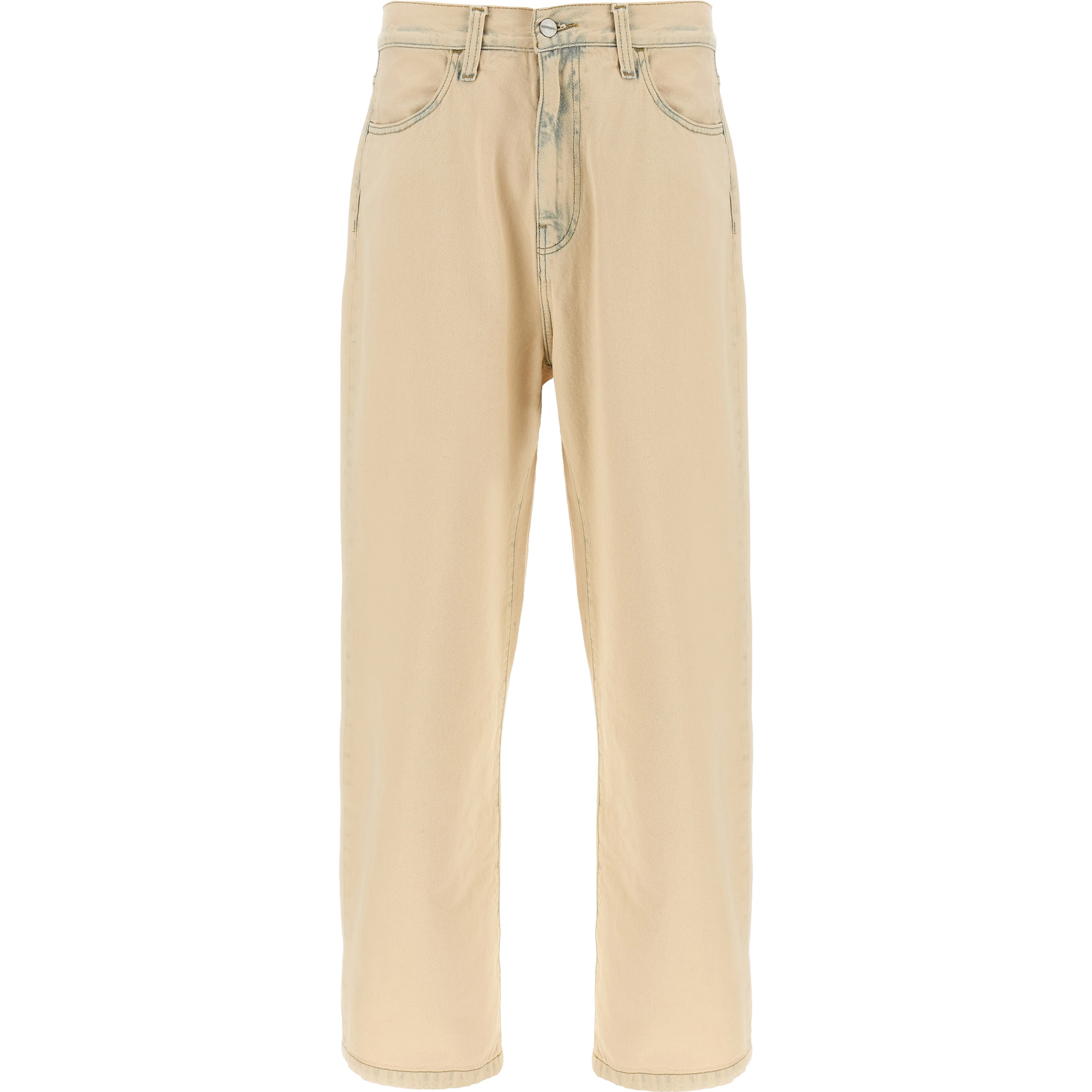 Beige Cotton Straight-Leg Jeans