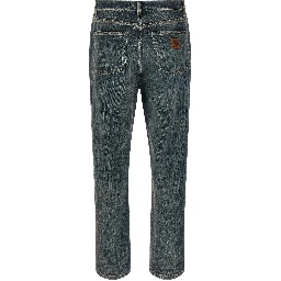 Gray Cotton Straight-Leg Jeans