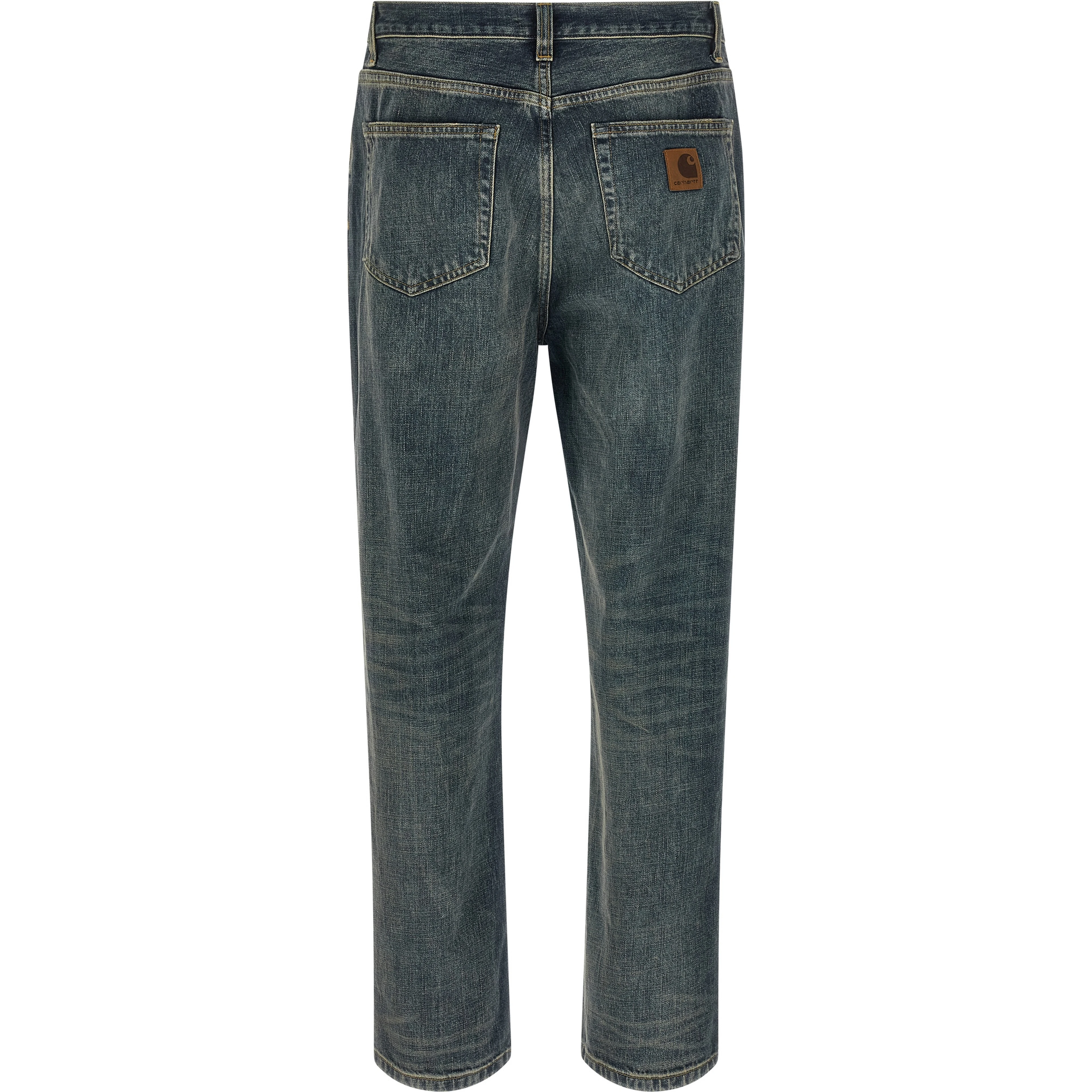 Gray Cotton Straight-Leg Jeans