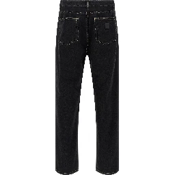 Black Cotton Tapered Jeans