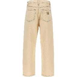 Beige Cotton Straight-Leg Jeans