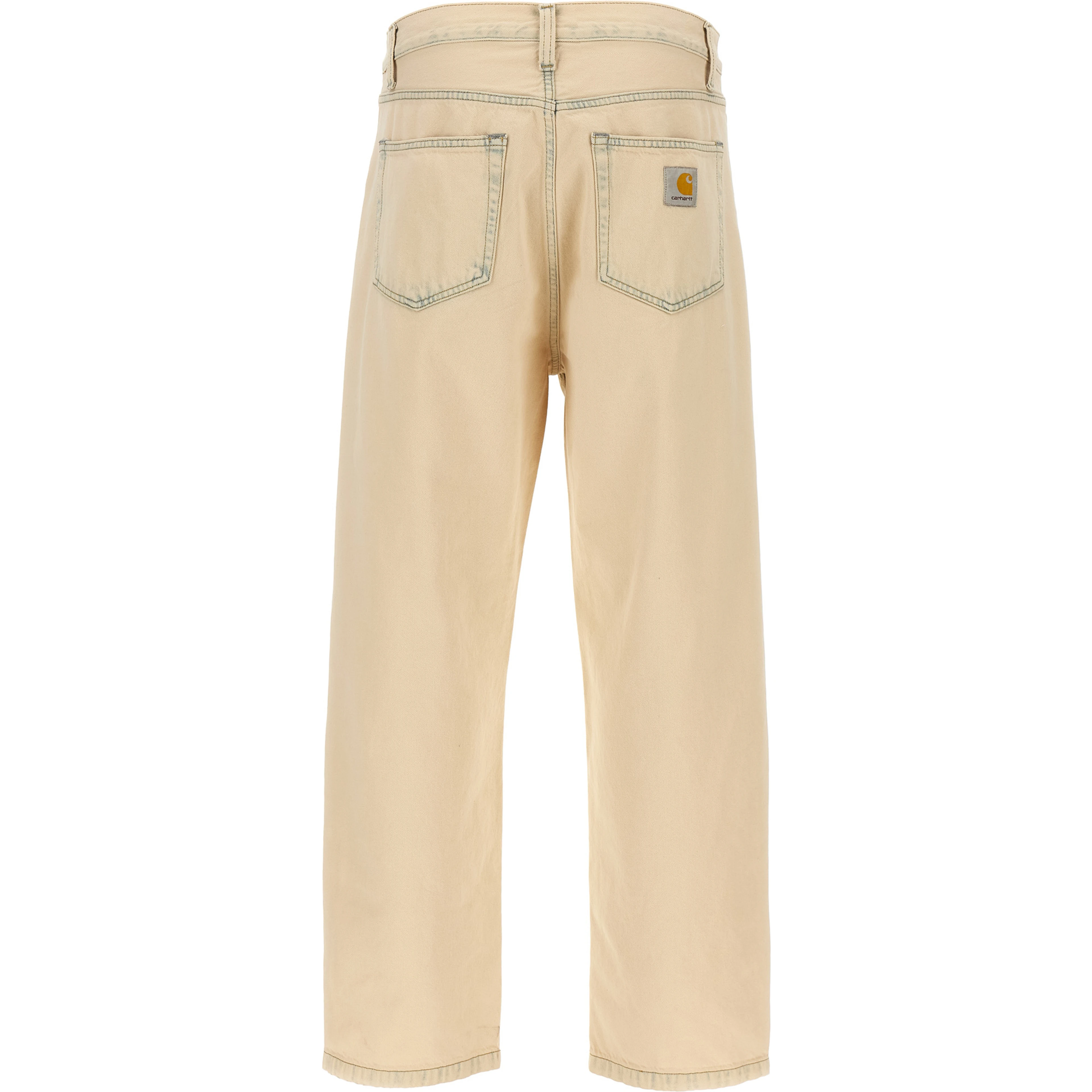 Beige Cotton Straight-Leg Jeans