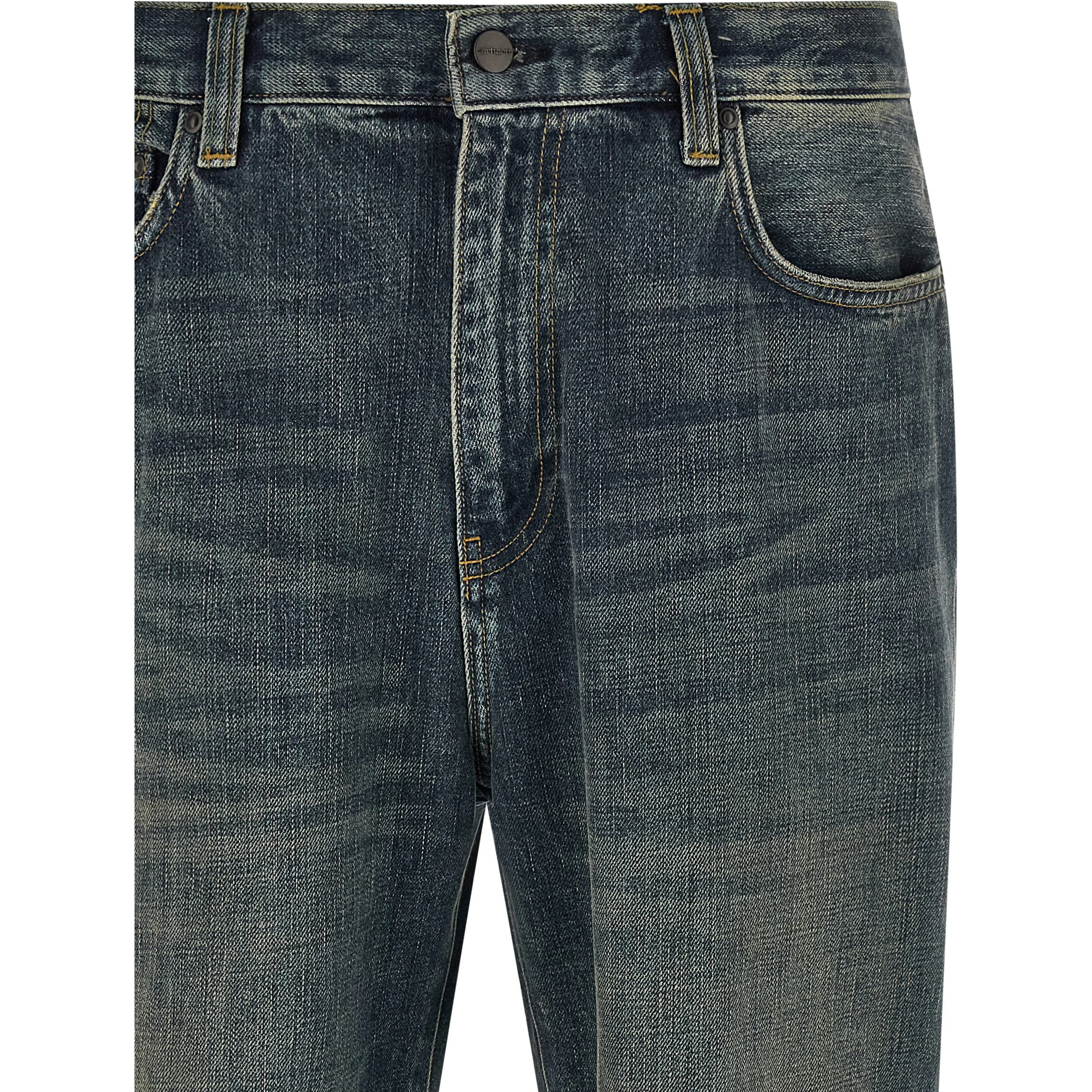 Gray Cotton Straight-Leg Jeans