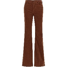 Brown Cotton Flared Pants
