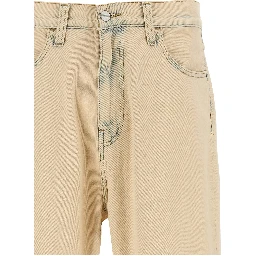 Beige Cotton Straight-Leg Jeans