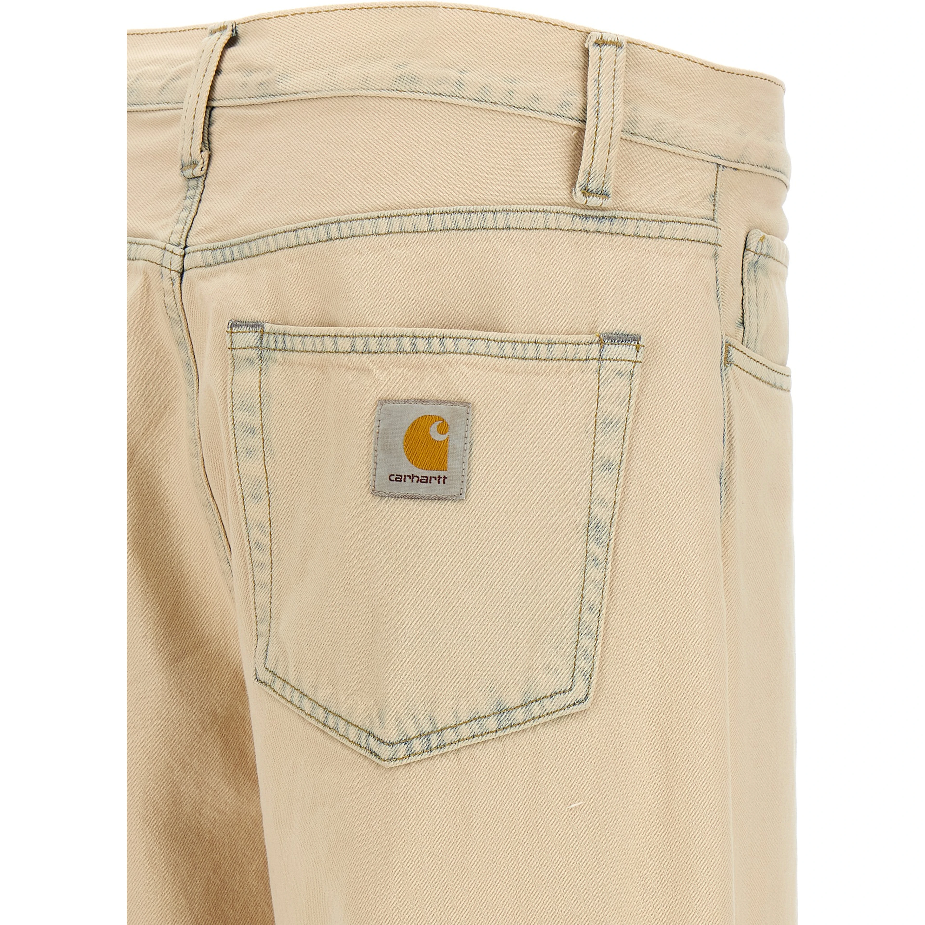 Beige Cotton Straight-Leg Jeans