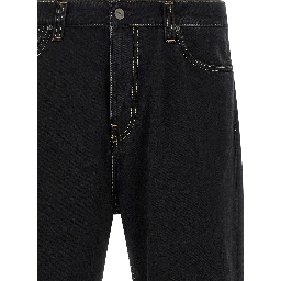 Black Cotton Tapered Jeans