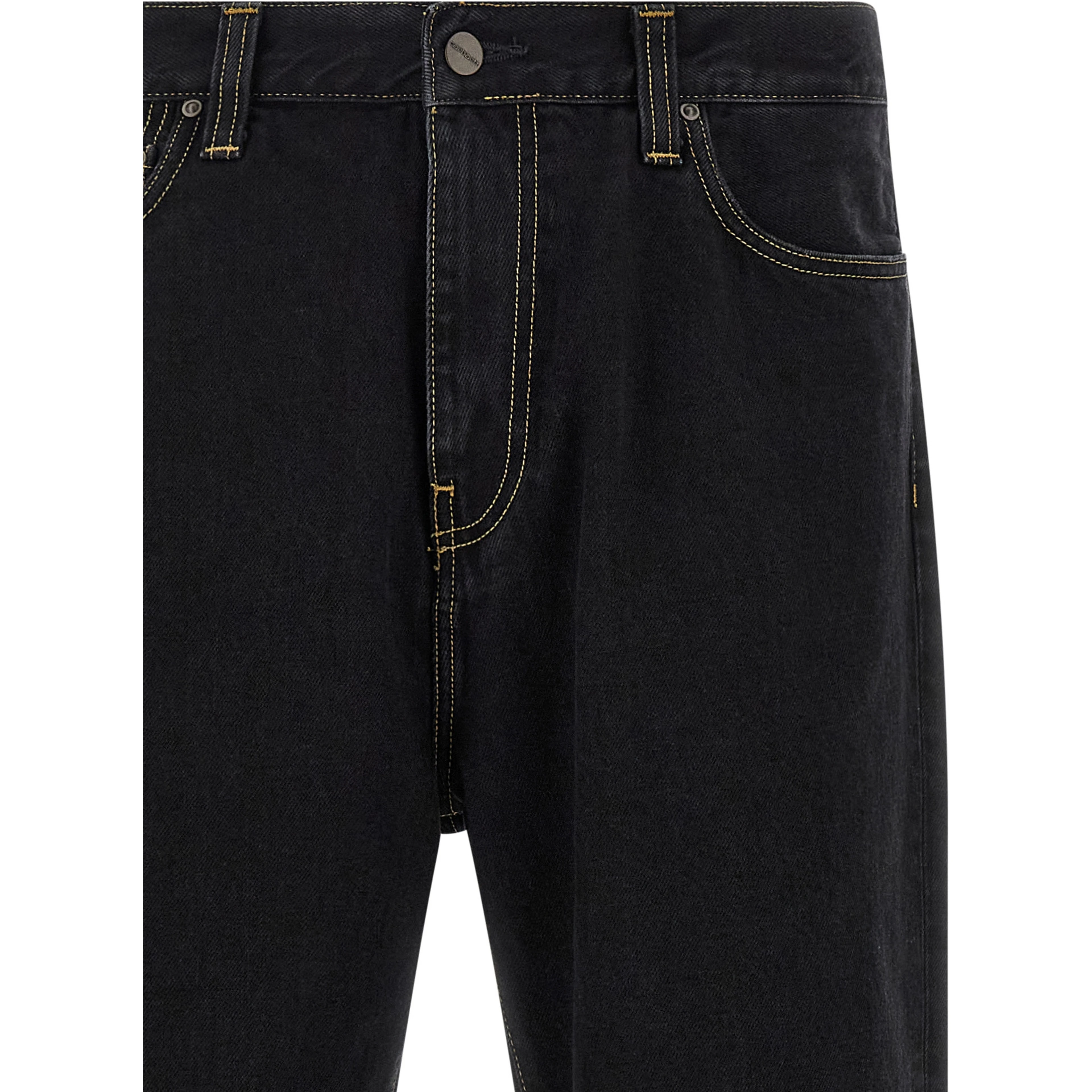 Black Cotton Tapered Jeans